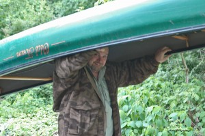 Augie's adventures carrying canoe