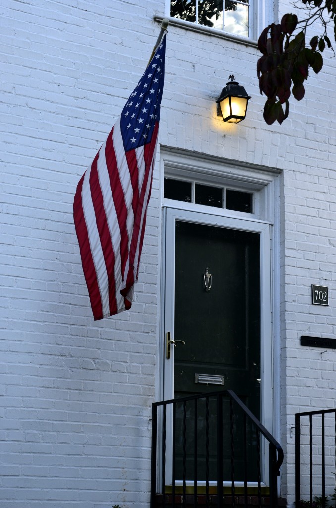 Old Town Alexandria home with flag